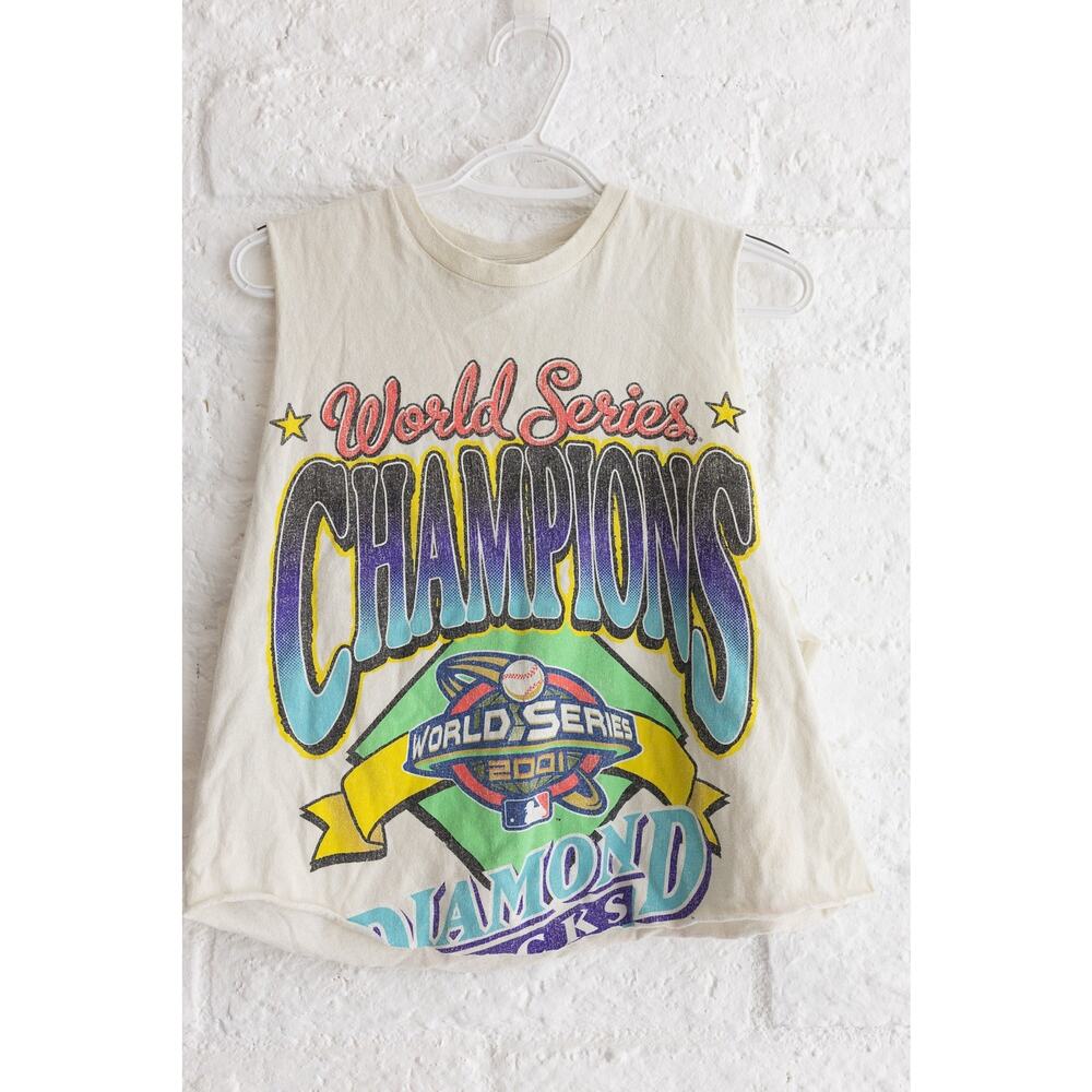 VTG 2001 World Series Champions AZ Diamondbacks MLB Sleeveless Cutoff Tee S/M - Picture 2 of 4
